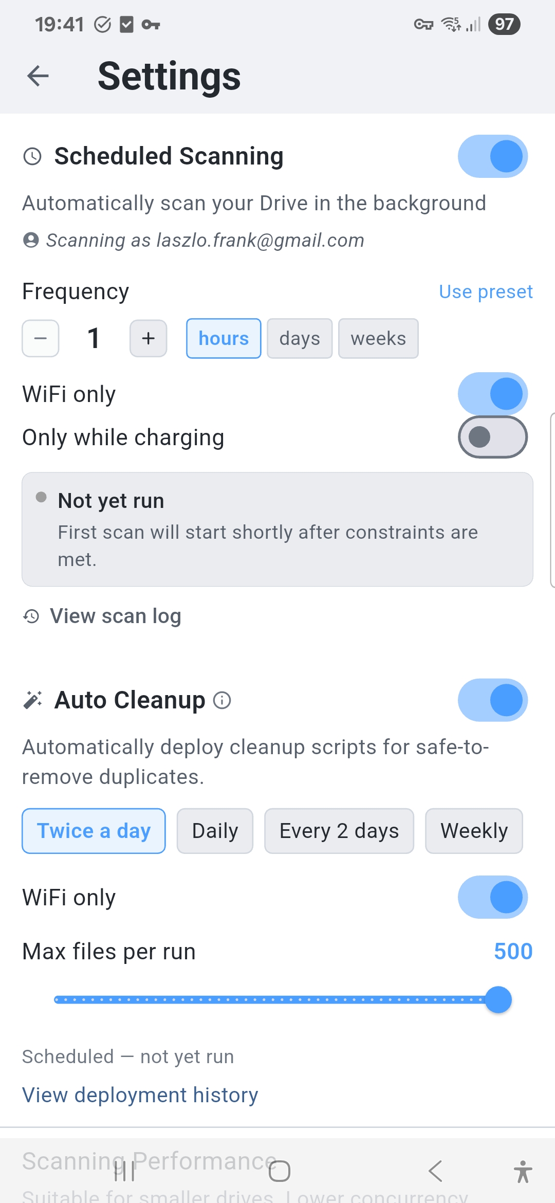 Scheduled Scans - Light